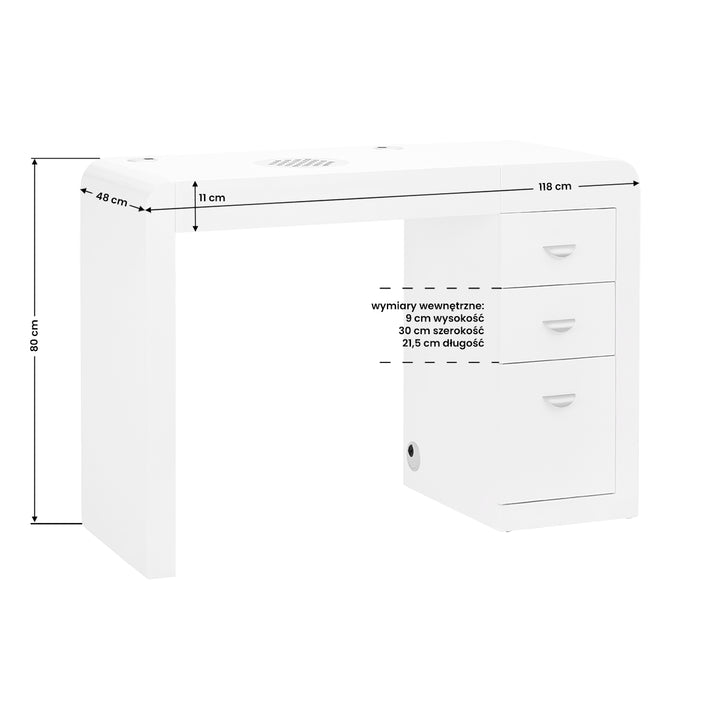 Table de Manucure 312 Blanc avec Aspiration 11