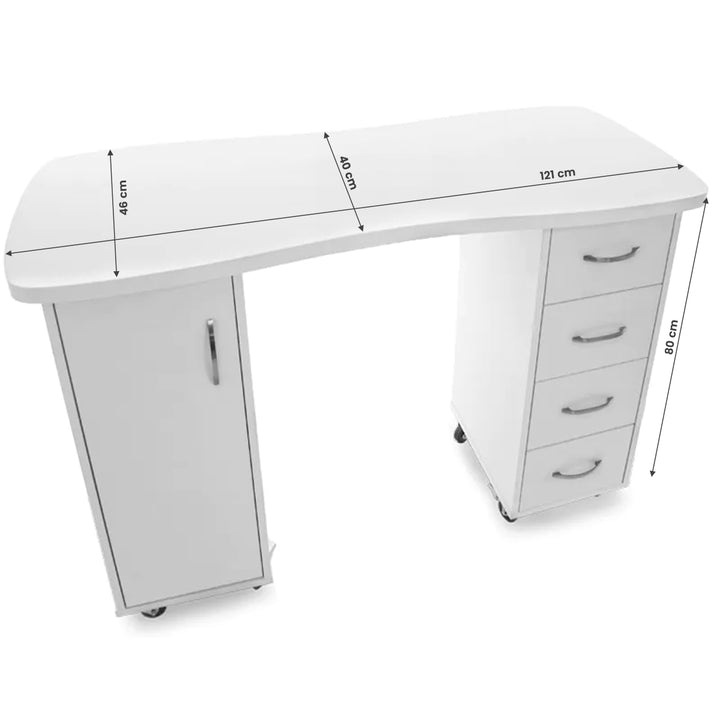 Table de Manucure 2027 Blanc avec Roulettes 5