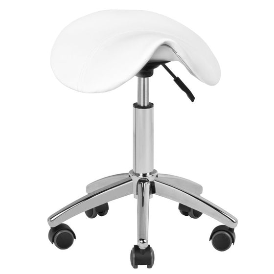 Tabouret de Selle à Roulettes Réglable AM-302 Blanc