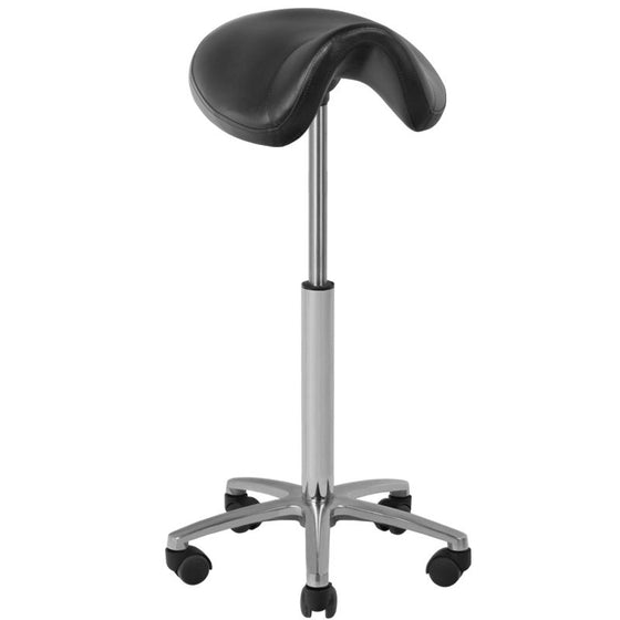 Tabouret de Selle à Roulettes Réglable 001B Haut Noir