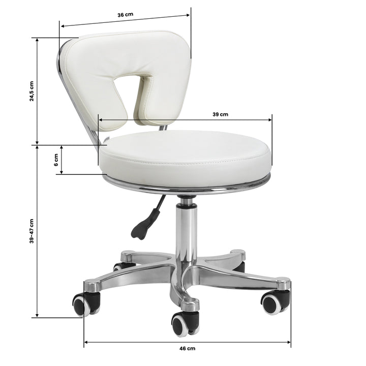 Tabouret à Roulettes Réglable 9266 Blanc - image 8