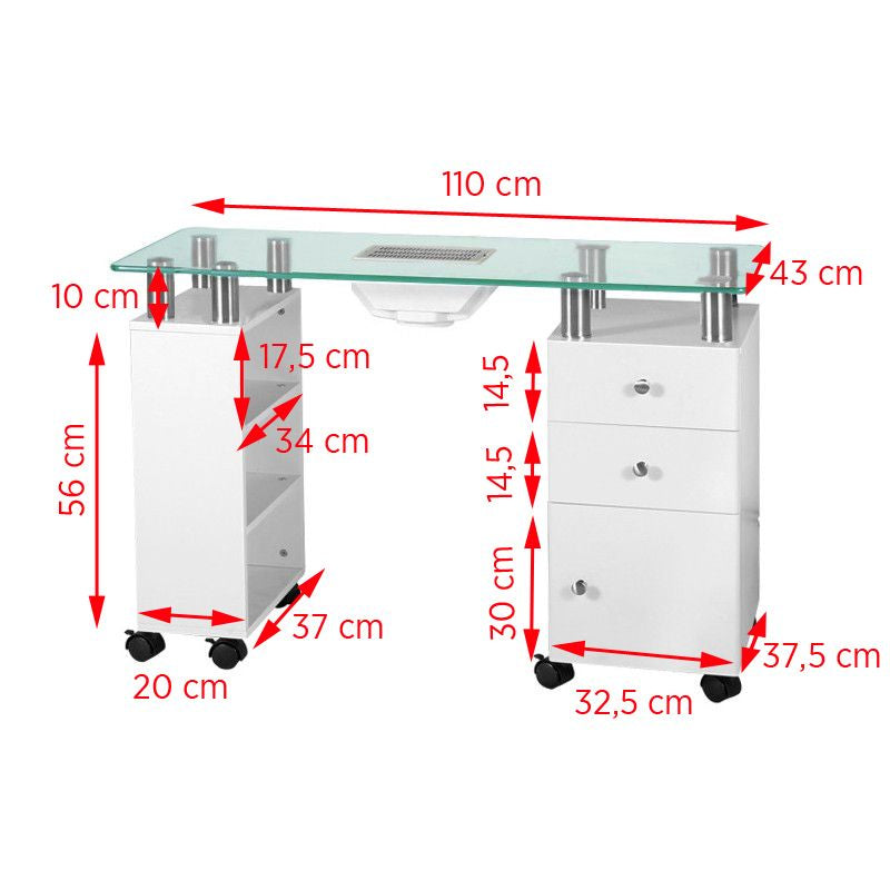 Table Manucure 013B Blanc avec Aspirateur - image 2