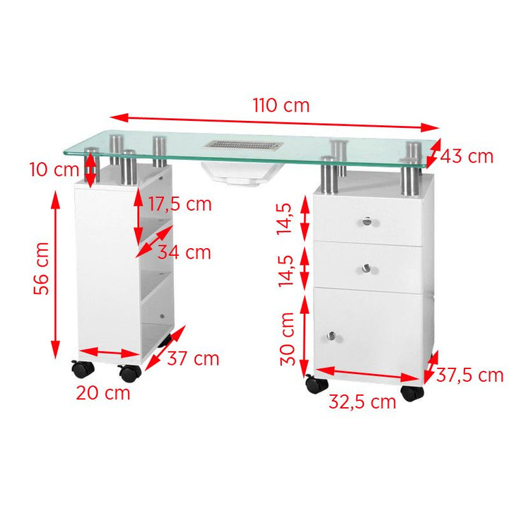 Table Manucure 013B Blanc avec Aspirateur - image 2