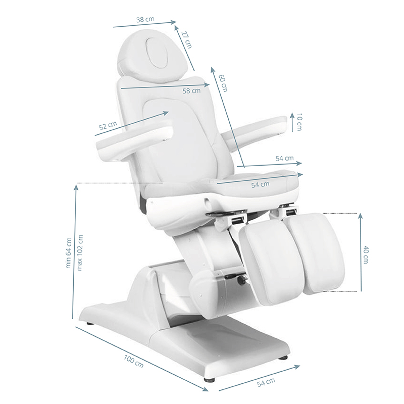 Fauteuil Esthétique Électrique Azzurro 870S Pedi 3 Moteurs Blanc - image 9