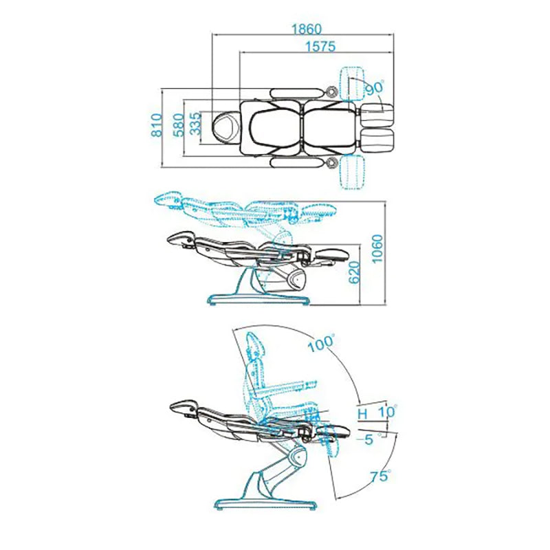 Fauteuil Esthétique Électrique Azzurro 870S Pedi 3 Moteurs Blanc - image 10