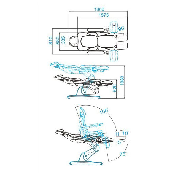 Fauteuil Esthétique Électrique Azzurro 870S Pedi 3 Blanc 10