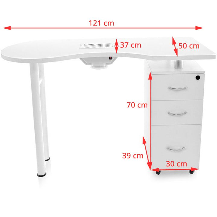 Table de manucure 2042 Blanc avec aspiration 6