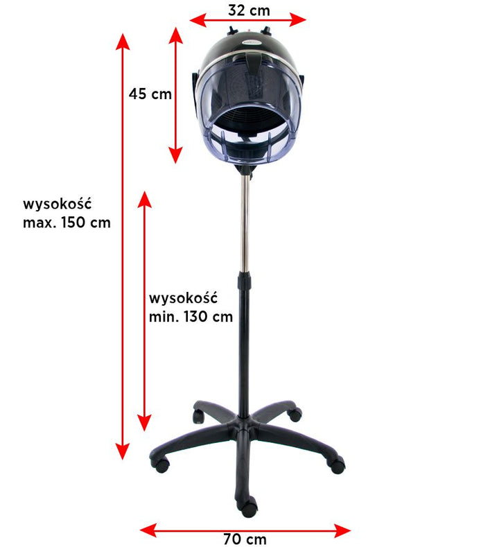 Casque Sèche-Cheveux sur Pied Gabbiano LI-202S Double Vitesse Noir