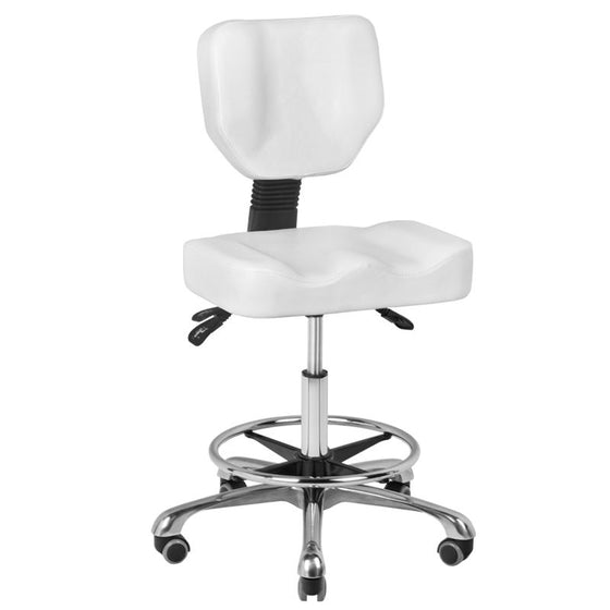 Tabouret à Roulettes Réglable A-4299 Blanc