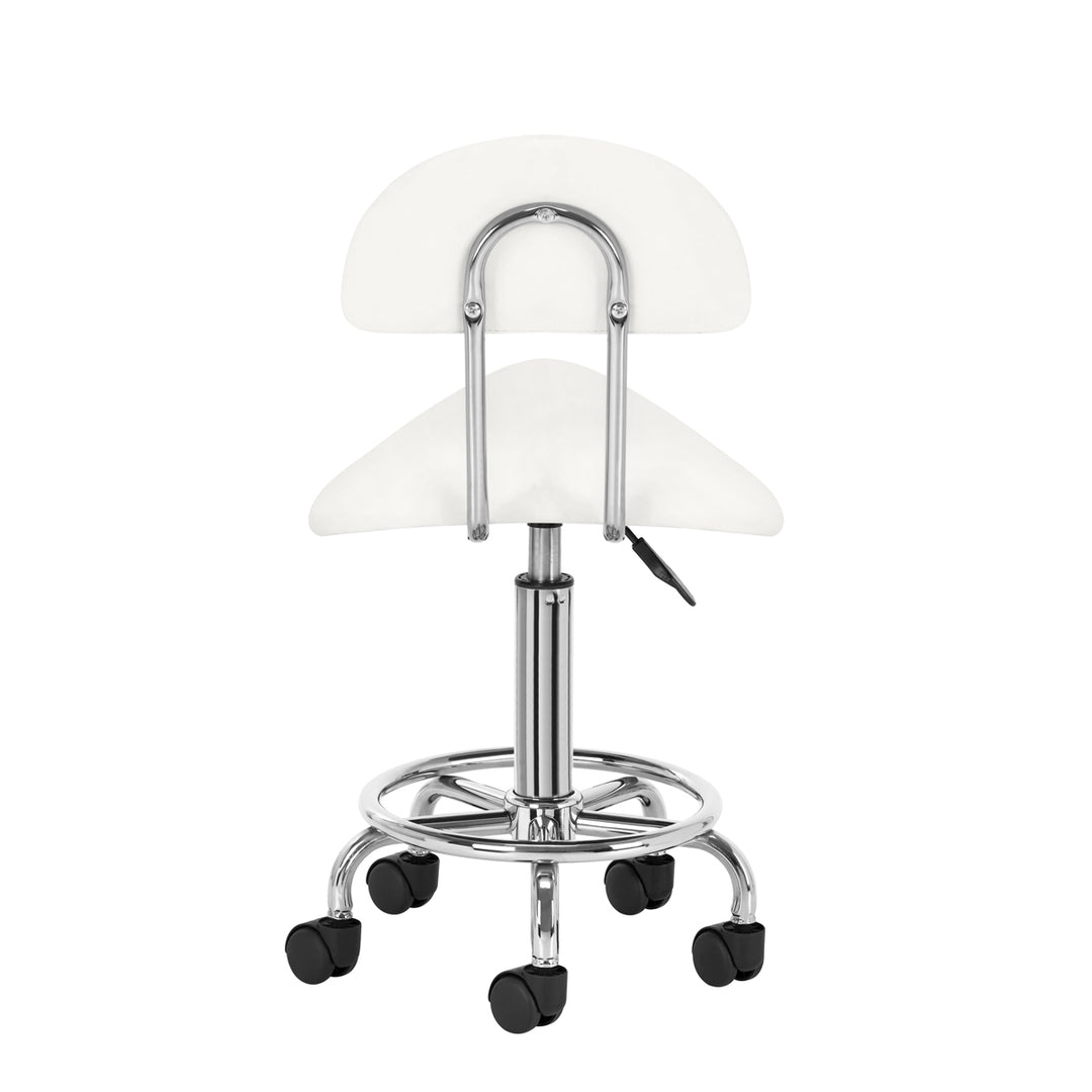 Tabouret Selle à Roulettes Réglable avec Dossier 6001 Blanc - image 4