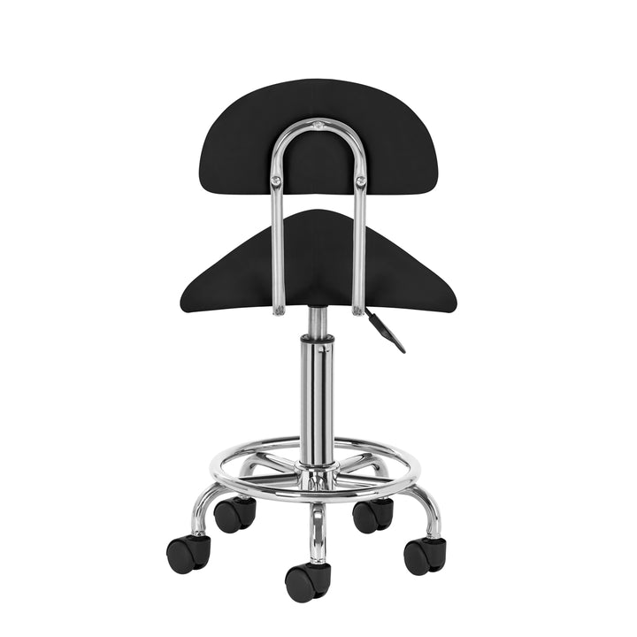 Tabouret Selle à Roulettes Réglable avec Dossier 6001 Noir - image 4