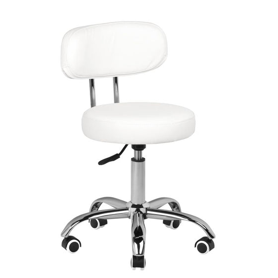 Tabouret à Roulettes Réglable En Cuir Éco A-007 Blanc