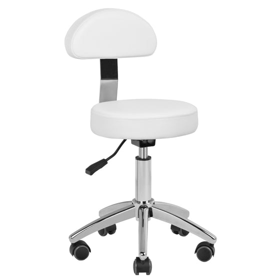 Tabouret à Roulettes Réglable 304P Blanc