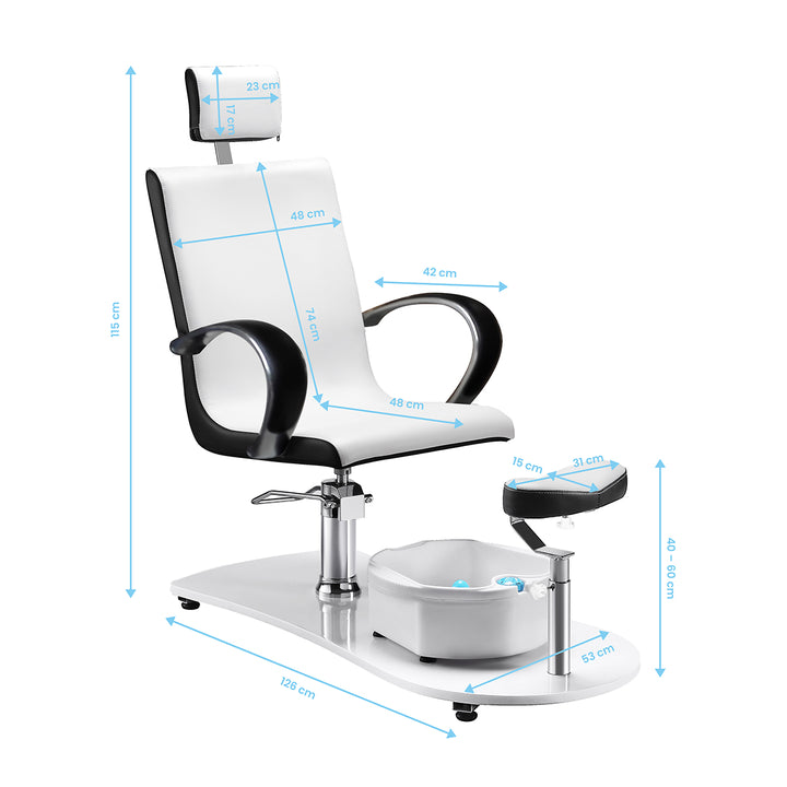 Fauteuil Pédicure Spa Hydraulique Massant Blanc Noir - image 5