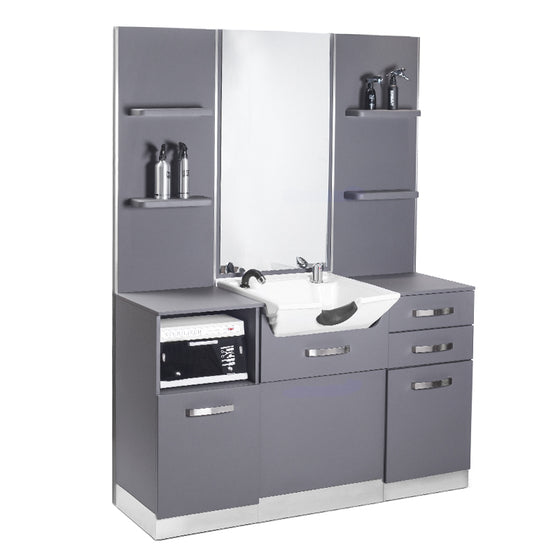Poste de Coiffage Gabbiano avec Lavabo B085 Gris