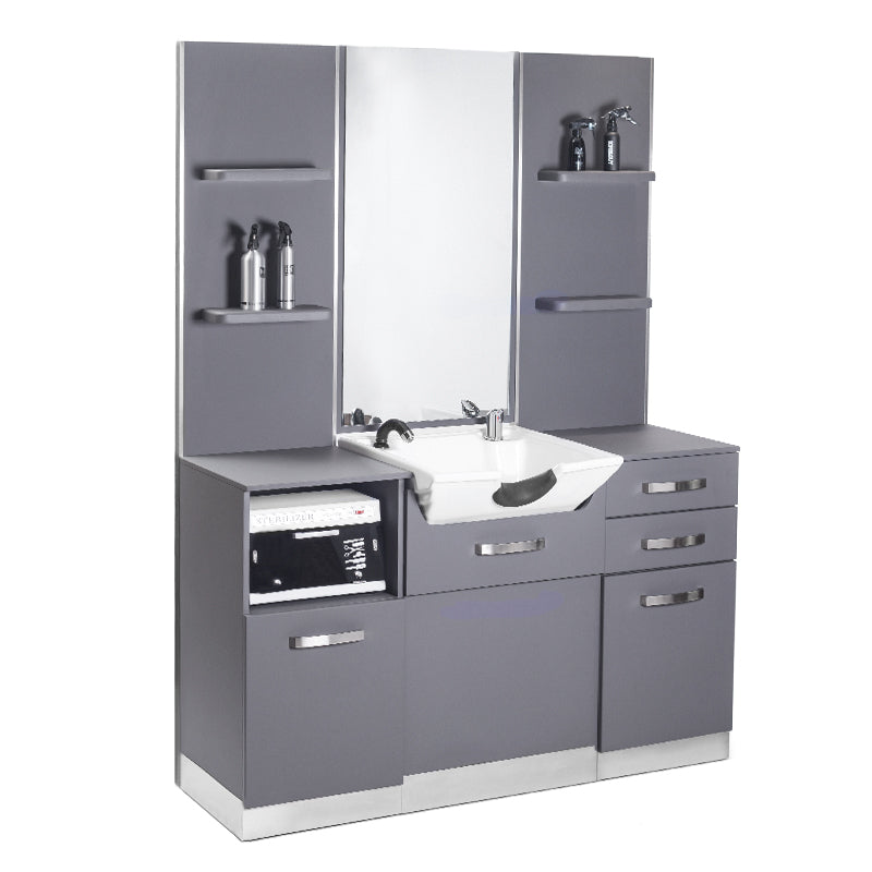 Poste de Coiffage Gabbiano avec Lavabo B085 Gris 2