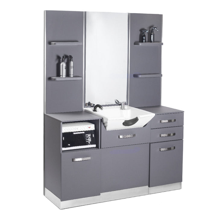 Poste de Coiffage Gabbiano avec Lavabo B085 Gris 2