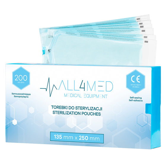 Pochettes de Stérilisation pour Autoclave All4Med 135 × 250 mm – 200 Pièces