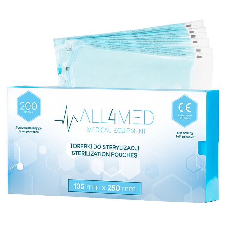 Pochettes de Stérilisation pour Autoclave All4Med 135 × 250 mm – 200 Pièces