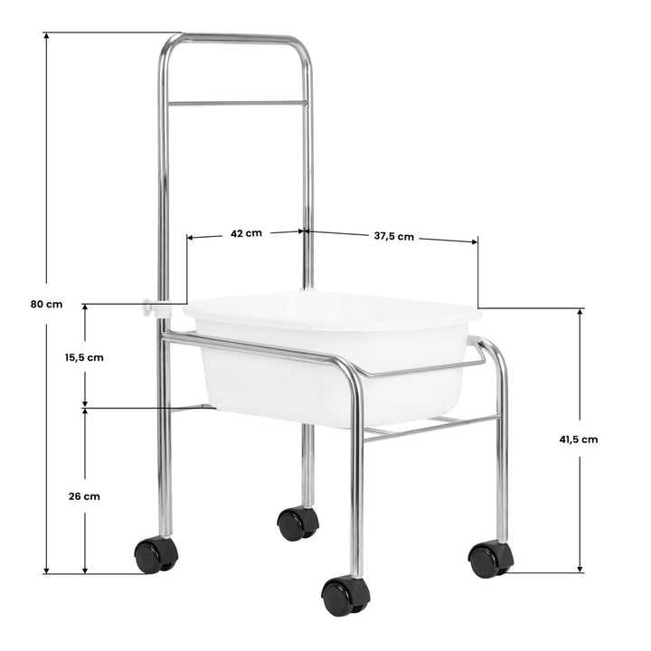 Bain de Pieds Pédicure à Roulettes avec Poignée Chrome - image 6