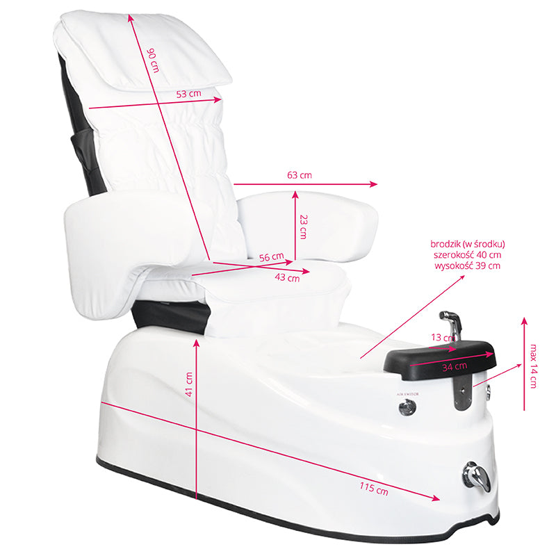 Fauteuil Pédicure Spa Électrique Massant AS-122 Blanc 10