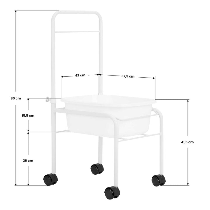 Bain de Pieds Pédicure à Roulettes avec Poignée Blanc - image 6