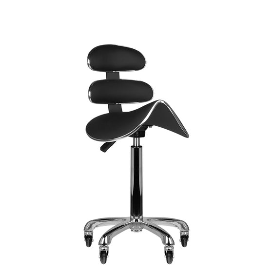 Tabouret de Selle à Roulettes Réglable Eco Cuir Am-880 Noir