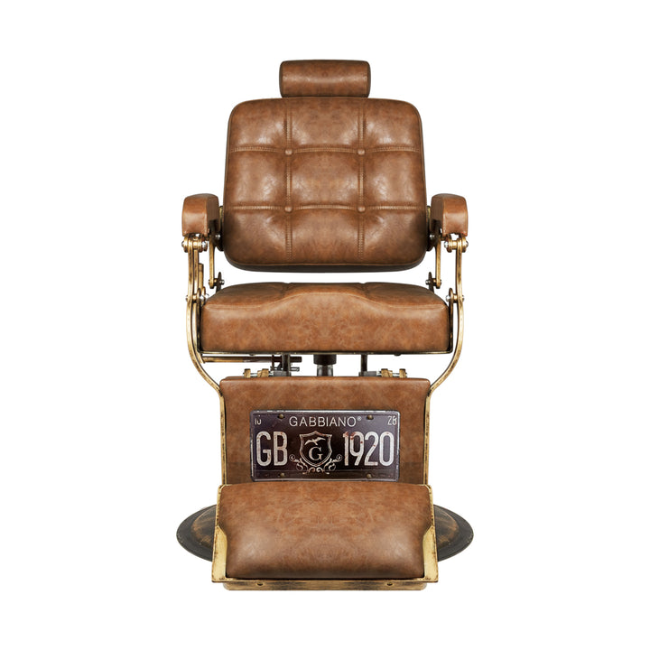 Fauteuil de barbier Gabbiano Boss Look Vieux Cuir Marron clair