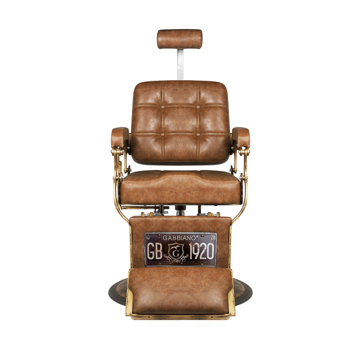 Fauteuil de barbier Gabbiano Boss Look Vieux Cuir Marron clair