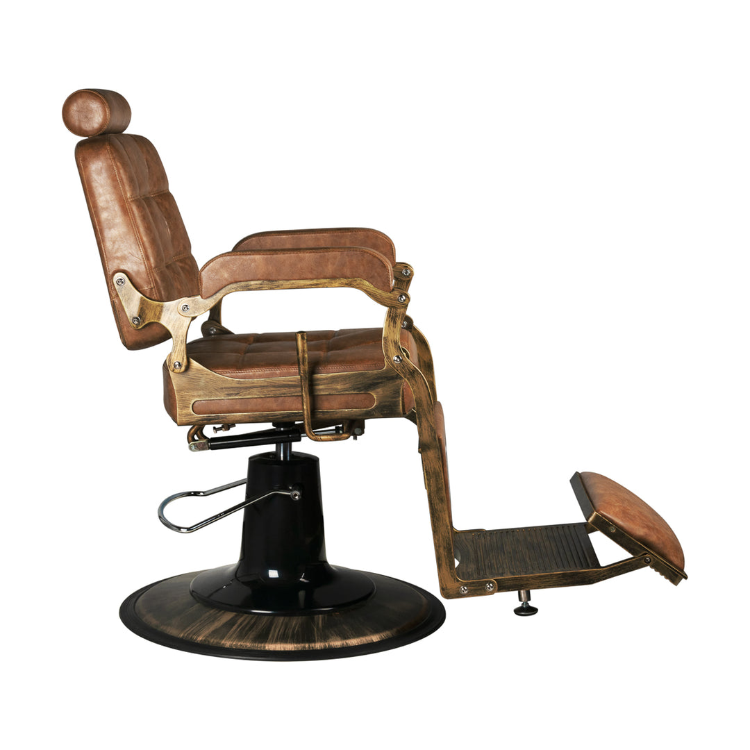 Fauteuil de barbier Gabbiano Boss Look Vieux Cuir Marron clair