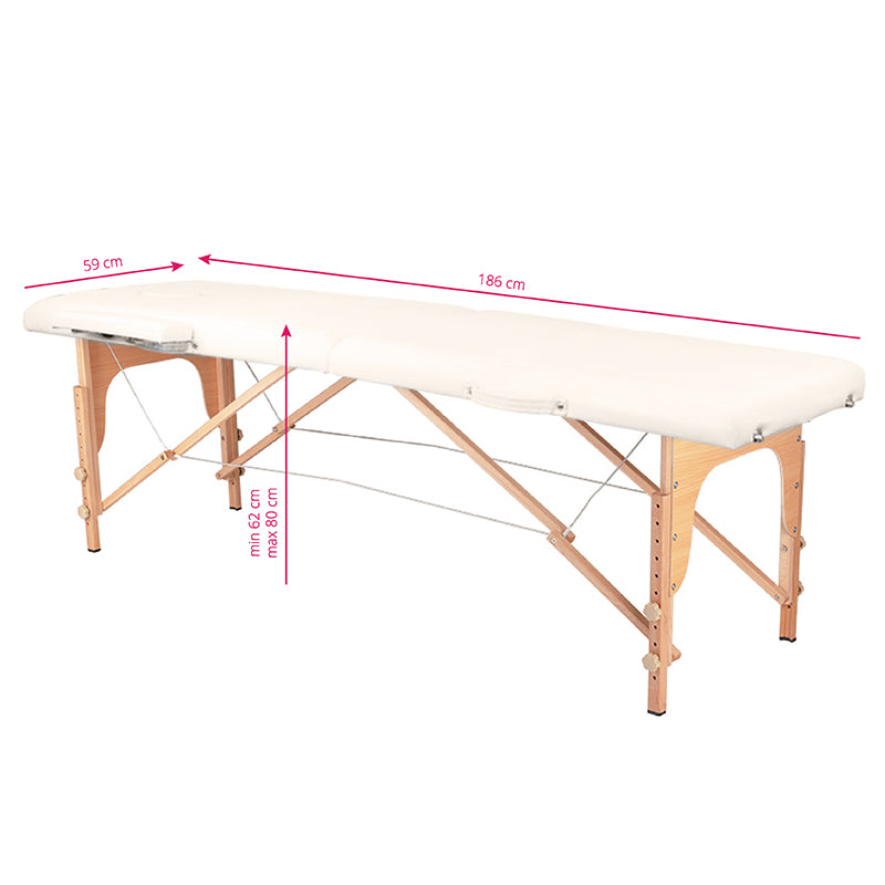 Table de massage Pliante Komfort Activ Fizjo 2 Zones Bois Crème 7