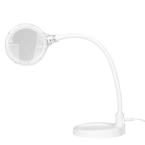Lampe Loupe LED 30 SMD 3D avec Support et Pince de Table Elegante 2014-2R Blanc
