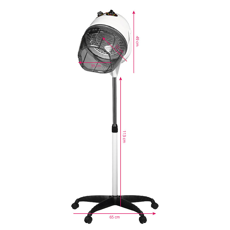 Casque Sèche-Cheveux sur Pied Gabbiano 1600 Mono Vitesse Blanc
