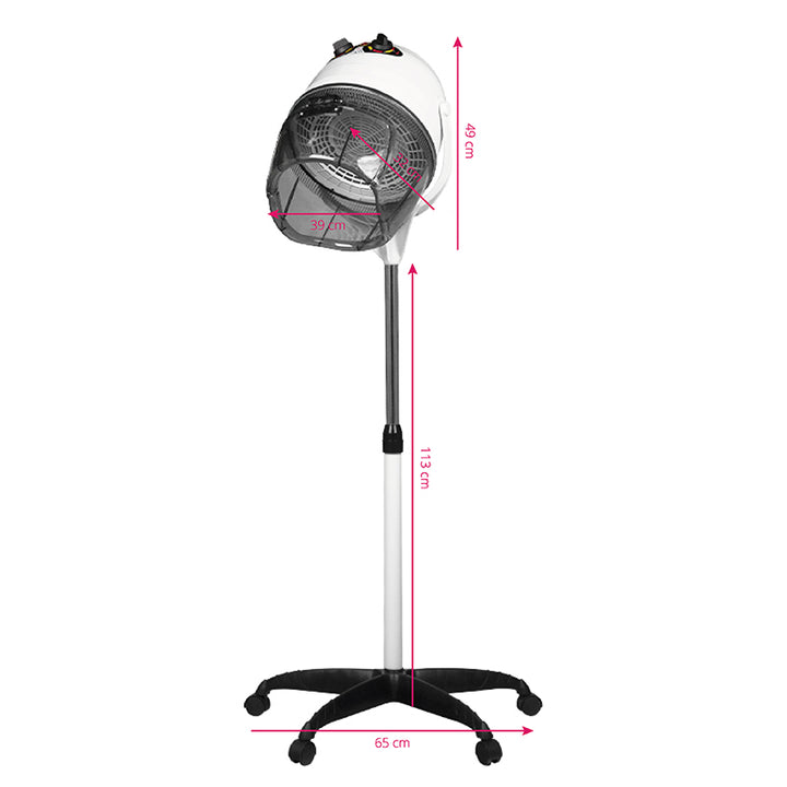 Casque Sèche-Cheveux sur Pied Gabbiano 1600 Mono Vitesse Blanc