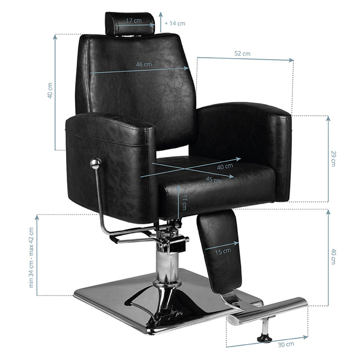 Fauteuil de barbier Hair System SM184 Noir 6