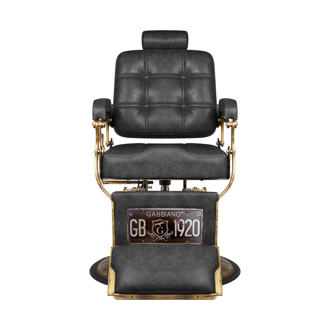 Fauteuil de barbier Gabbiano Boss HD Look Vieux Cuir Noir