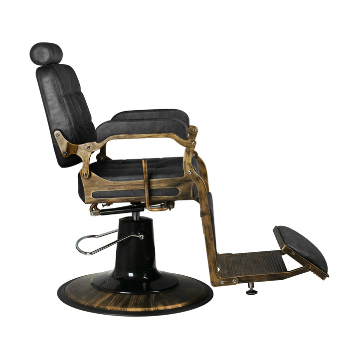 Fauteuil de barbier Gabbiano Boss HD Look Vieux Cuir Noir