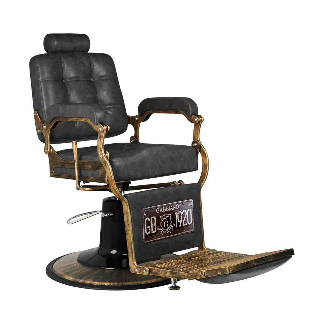 Fauteuil de barbier Gabbiano Boss HD Look Vieux Cuir Noir