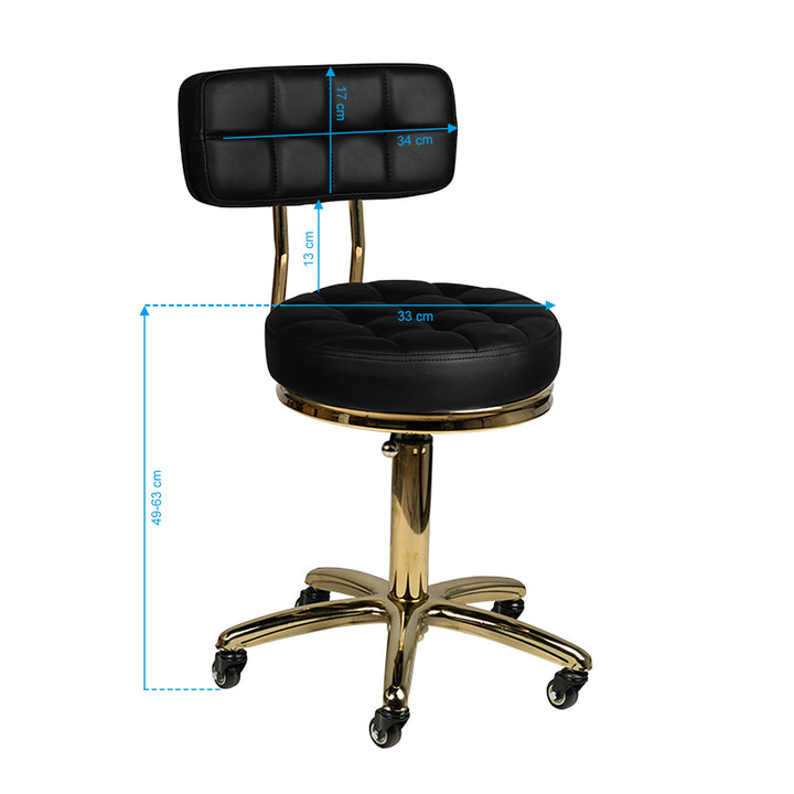 Tabouret à Roulettes Réglable avec Dossier AM-961 Or Noir - image 5