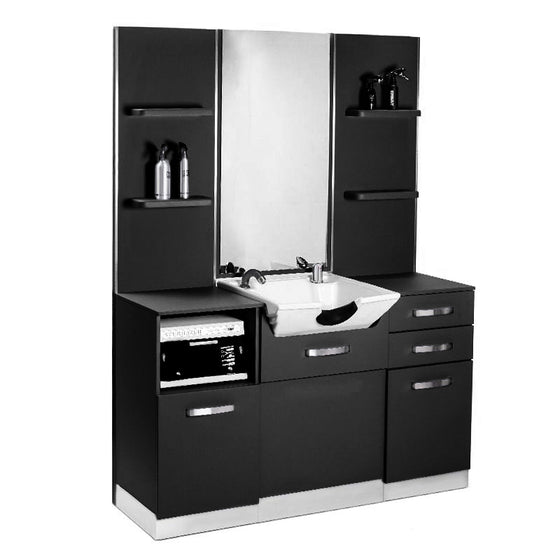 Poste de Coiffage Gabbiano avec Lavabo B085 Noir