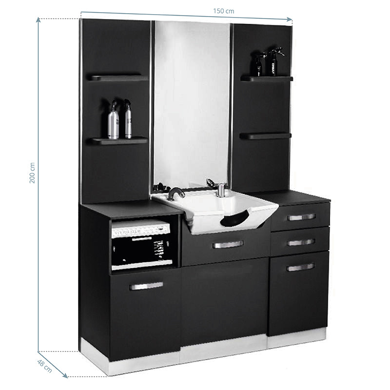 Poste de Coiffage Gabbiano avec Lavabo B085 Noir - image 2