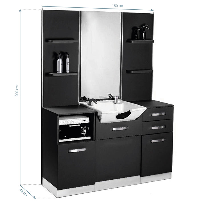 Poste de Coiffage Gabbiano avec Lavabo B085 Noir - image 2