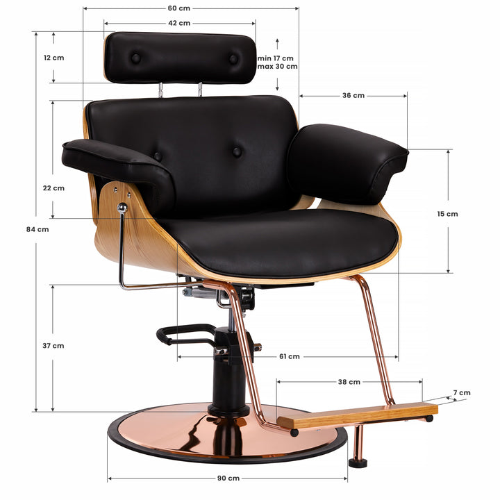 Fauteuil de Coiffeur Gabbiano Florence avec appui-tête réglable Noir