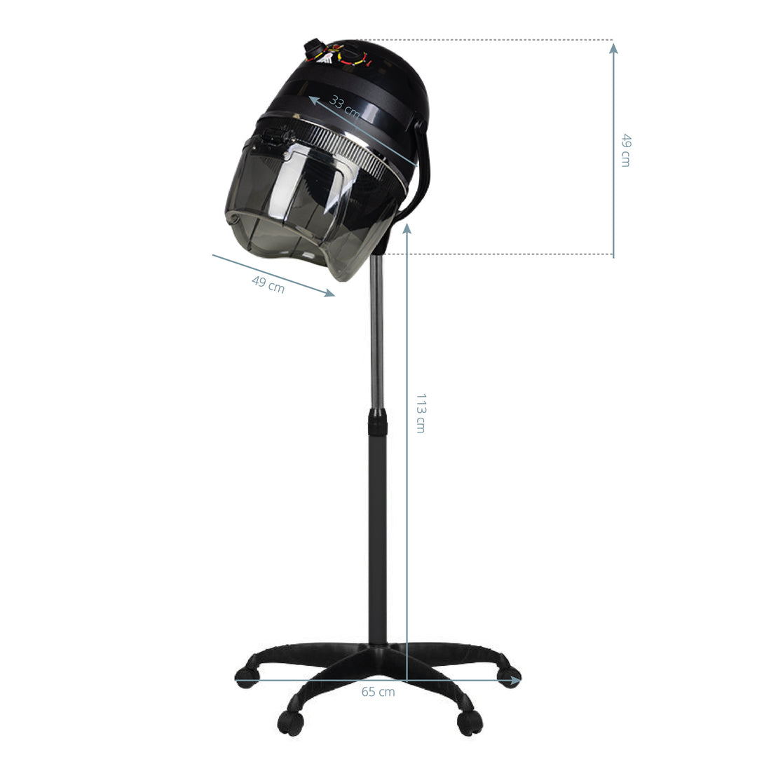 Casque Sèche-Cheveux sur Pied Gabbiano 1600 Mono Vitesse Noir
