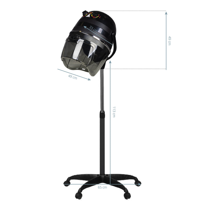Casque Sèche-Cheveux sur Pied Gabbiano 1600 Mono Vitesse Noir