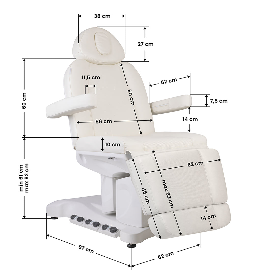 Fauteuil Esthétique Électrique Azzurro 708B 3 Moteurs avec Pédale et Chauffage Blanc - image 12