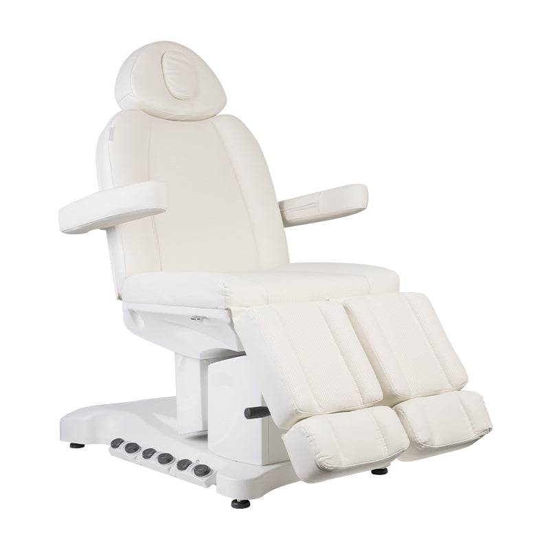 Fauteuil Esthétique Électrique Azzurro 708B Pro 3 Moteurs Pedi avec Pédale et Chauffage Blanc
