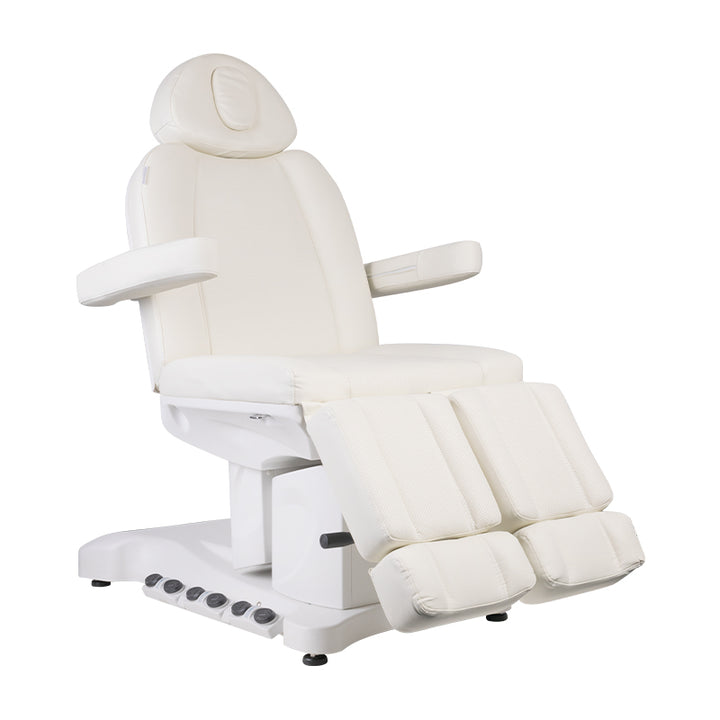 Fauteuil Esthétique Électrique Azzurro 708B Pro 3 Moteurs Pedi avec Pédale et Chauffage Blanc
