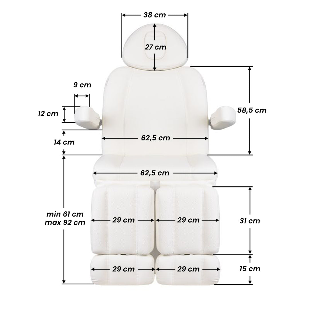 Fauteuil Esthétique Électrique Azzurro 708B Pro 3 Moteurs Pedi avec Pédale et Chauffage Blanc - image 14