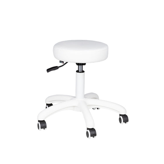 Tabouret à Roulettes Réglable En Cuir Éco AM-303-2 Blanc